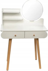 Biely škandinávsky toaletný stolík so zrkadlom 80x40x120 cm – 2 zásuvky