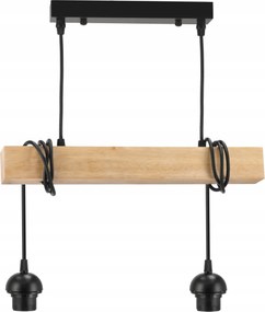 BERGE LED závesné stropné svietidlo, drevený trám, 2xE27, brilantný drevený luster