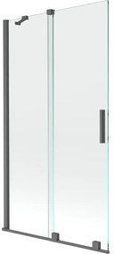 Mexen Velar, 2-krídlová posuvná vaňová zástena 100 x 150 cm, 8mm číre sklo, grafitový matný profil, 896-100-000-01-66