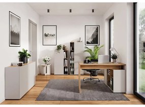 Krémovobiela knižnica v dekore duba 61x145x34 cm Adrano – Germania