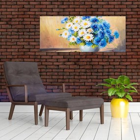 Maľovaný obraz vázy kvetín (120x50 cm)