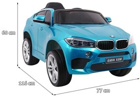 RAMIZ ELEKTRICKÉ AUTÍČKO BMW X6  - LAKOVANÉ - MODRÉ - MOTOR 2X45- BATÉRIA 2 x 6V/7Ah - 2023