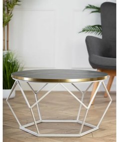 Konferenčný stolík DIAMOND 40x70 cm zlatá/čierna/biela