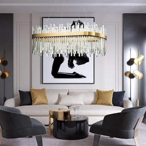 Toolight Toolight, LED krištáľové svietidlo 80x35 cm, APP1513-CP80, zlatá matná, OSW-03260