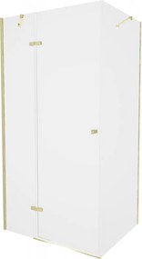 Mexen Roma, sprchovací kút 90 (dvere) x 80 (stena) cm, 6mm číre sklo, zlatý profil, 854-090-080-50-00