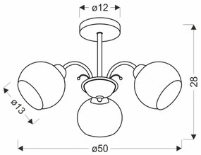 Luster na tyči NESTOR 3xE27/40W/230V mosadz