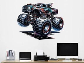 Monster truck 02 textilní prelepiteľná nálepka na stenu hárok 47 x 37 cm