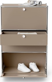 Kovová komoda »CN3« s 2 výklopnými priečinkami a 2 zásuvkami, hnedosivá