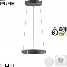 Led závesné svietidlo Paul Neuhaus Pure E-Clipse sivé, 2700-5000K, e-LIFT, 5