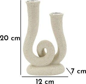 Dizajnový svietnik Stons 20 cm krémový
