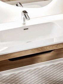 Závěsná skříňka pod umyvadlo Ocean Beige s deskou 90 cm béžová/dub olejovaný