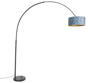 Oblúková lampa čierna zamatový tienidlo motýľový dizajn so zlatom 50 cm - XXL
