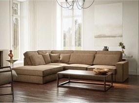 Svetlohnedá ženilková rohová pohovka (ľavý roh/do L) Kirou – Maison de Rêve