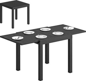 Outsunny rozkladací jedálenský stôl 80–160 × 80 cm — čierny, práškovo lakovaný hliník | Aosom