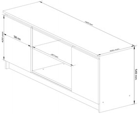 TV stolík Beron 140 cm biely/sonoma