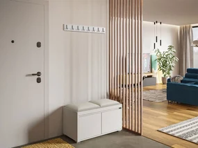 Nábytok do predsiene Konkor 80 + 2 kusy čalúnených nástenných panelov Pag 40x30, Farby: biela, Farba čalúnenia:: ekokoža Soft 011 (čierna)