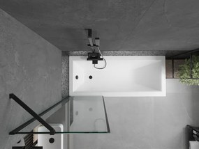 Mexen Next, vaňová zástena 1-krídlová 60 x 150 cm, fixné krídlo, 6 mm číre sklo s čiernym vzorom, čierny profil, 895-060-000-00-70-70