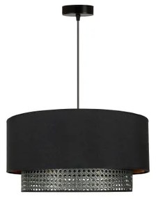 Duolla - Luster na lanku BOHO RATTAN 1xE27/15W/230V pr. 45 cm čierna