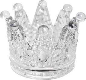 Sklenený svietnik na čajovku v tvare korunky - Ø 7*5 cm