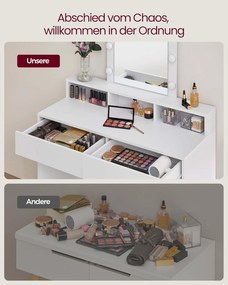 Toaletný stolík s LED osvetlením, nastaviteľným jasom, biely