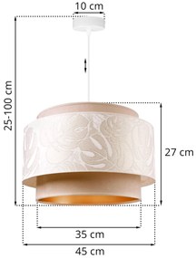 Závesné svietidlo Werona duo 7, 1x krémové/béžové textilné tienidlo so vzorom, w, g