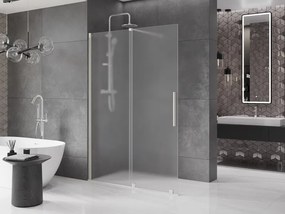 Mexen Velar, sprchová zástena s posuvnými dverami Walk-in 150 x 200 cm, 8mm sklo námraza, brúsená oceľ, 871-150-000-33-97