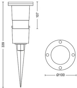 Philips 1748130P0 - LED Vonkajšia lampa PULED 1xGU10/5W/230V IP44