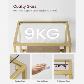 Sklenený regál, 4-úrovňový, zlatý