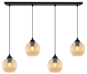 Závesné svietidlo Riffle Round, 4x medové sklenené tienidlo