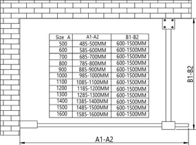Erga Paris, sprchová zástena Walk-In 140x200 cm, 8mm číre sklo, čierny profil, ERG-V02-PARIS-140x200-CL-BK