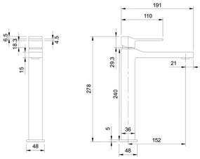 OMNIRES SL7712GR - Umývadlová batéria SLIDE 27,8 cm kefovaný grafit