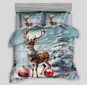 3D Bavlnené obliečky DEER WITH DECORATION modré, 100% bavlna Rozmer obliečky: 70 x 90 cm | 140 x 200 cm
