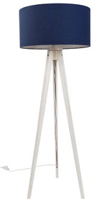 Stojacia lampa s trojnožkou biela s tmavomodrým látkovým tienidlom 50 cm - Tripod Classic