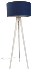 Stojacia lampa s trojnožkou biela s tmavomodrým látkovým tienidlom 50 cm - Tripod Classic