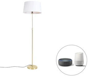 Inteligentná stojaca lampa zlatá s tienidlom z ľanu biela 45 cm vrátane Wifi A60 - Parte