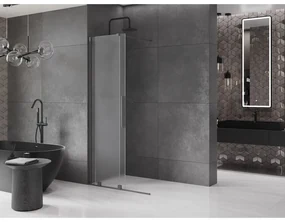 Mexen Velar, sprchová zástena s posuvnými dverami Walk-in 75 x 200 cm, 8mm sklo námraza, brúsený grafit, 871-075-000-33-95