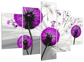 Moderný obraz fialových púpav (150x105 cm)