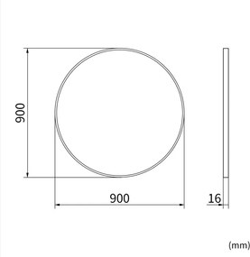 Erga Round, okrúhle zrkadlo 90cm, čierny rám, ERG-V01-ROUND-9090-BK