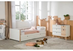 Detská posteľ z borovicového dreva s výsuvným lôžkom v bielo-prírodnej farbe 90x190 cm Kiara – Marckeric