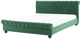 Zamatová vodná posteľ 180 x 200 cm zelená AVALLON Beliani