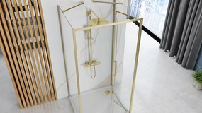 Rea Rapid Swing, 3-stenový sprchovací kút 100 (dvere) x 100 (stena) x 100 (stena) x 195 cm, 6mm číre sklo, zlatý lesklý profil, KPL-09400
