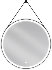 Mexen Reni kúpeľňové zrkadlo s podsvietením, okrúhle 80 cm, LED 6000K, ochrana proti zahmleniu, čierny rám - 9812-080-080-611-70