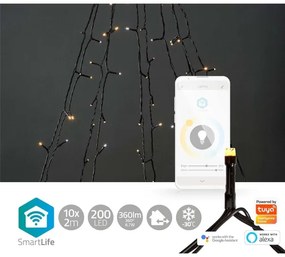 Nedis WIFILXT02W200 - LED Vianočný záves 200xLED/8 funkcií 10x2m IP65 Wi-Fi Tuya
