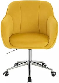 LuxuryForm DESIGN Stolička AVOLA VELUR na striebornej podstave s kolieskami - žltá