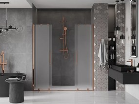 Mexen Velar Duo, posuvné sprchové dvere do otvoru 180 cm, 8mm sklo námraza, ružové zlato, 871-180-000-32-60