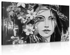 Obraz originálna maľba ženy v čiernobielom prevedení - 120x80