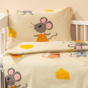 4home Detské bavlnené obliečky do postieľky Little mouse, 100 x 135 cm, 40 x 60 cm