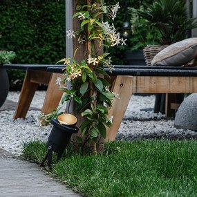 Záhradné bodové svetlo s hrotom čierne vrátane kábla a zástrčky IP65 - Done