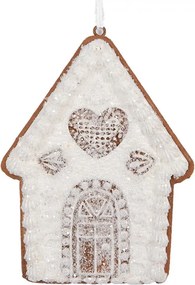 Závesná dekorácia zasnežená perníková chalúpka Frosted Ginger - 8*1*10 cm