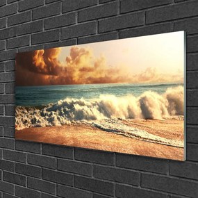 Skleneny obraz Oceán pláž vlny krajina 120x60 cm
